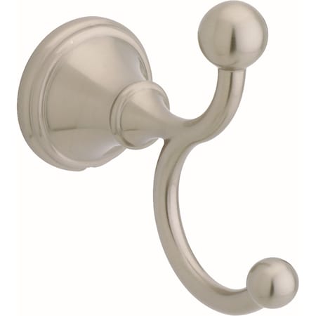 Delta Delta Crestfield 3.75 in. H X 3.9 in. W X 2 in. L Satin Nickel Double Robe Hook 138037